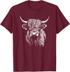Scottish Highland Cattle Cow Merch Scottish Highland Cattle Cow Drawing T-Shirt - Burgundy