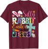 Silly Rabbit Easter Cute Bunny Christian Faith Happy Easter T-Shirt in Burgundy