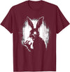 Scary Goth Rabbit, Horror Rabbit, Weirdcore Rabbit T-Shirt in Burgundy