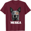 Australian Cattle Dog Patriotic Tee Gifts Merica Australian Cattle Dog with USA Flag Sunglasses Gift T-Shirt - Burgundy