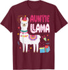 Family Matching Llama Birthday Party Supplies Auntie Llama Aunt Of The Birthday Boy Girl Llama Birthday T-Shirt - Burgundy