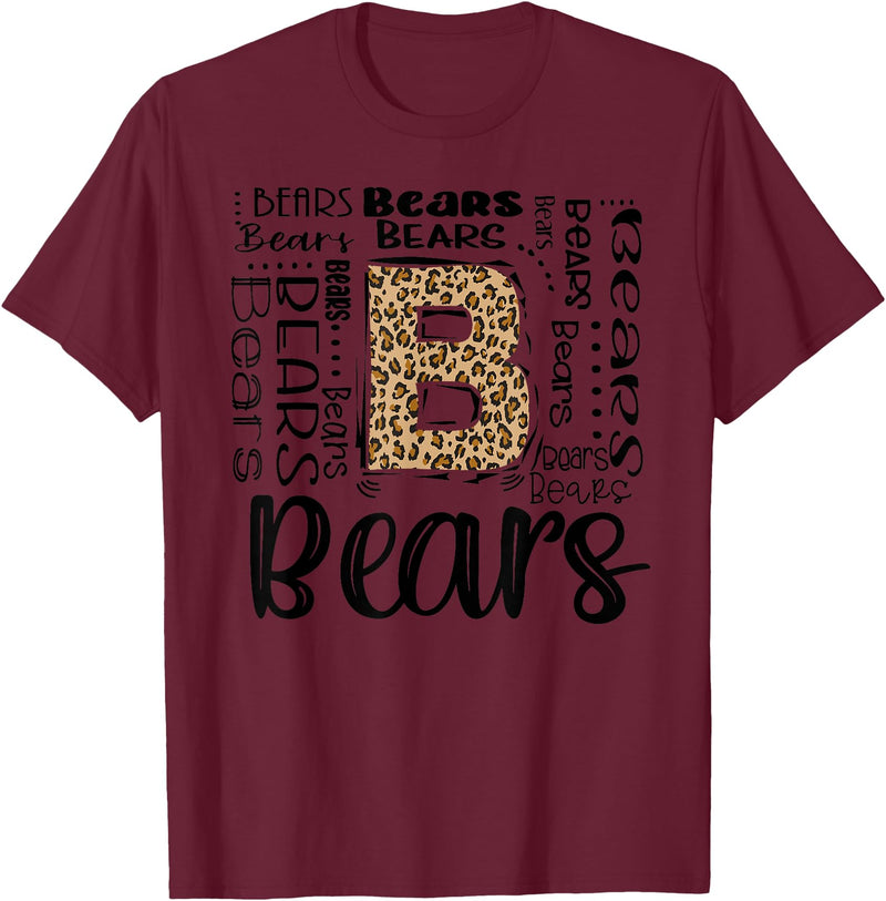 School & Teacher Apparel Teeready - Back To School Bears School Sports Fan Team Spirit Vintage T-Shirt - Burgundy