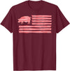Symbolizes Roasts Hog Meat Sweet Bacon Clothing Sweet Salted Smoke Meaty Pig Flag Artwork Bacon T-Shirt - Burgundy