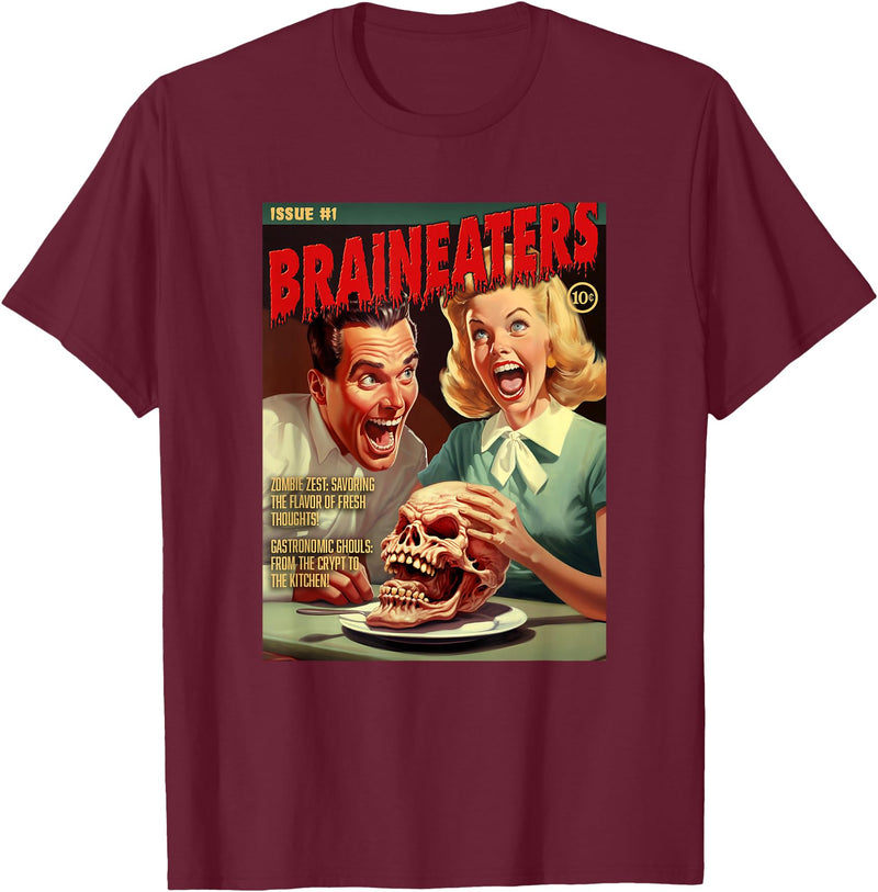 Last Gasp Graphics Brain Eaters 1950s horror comic cover T-Shirt - Burgundy