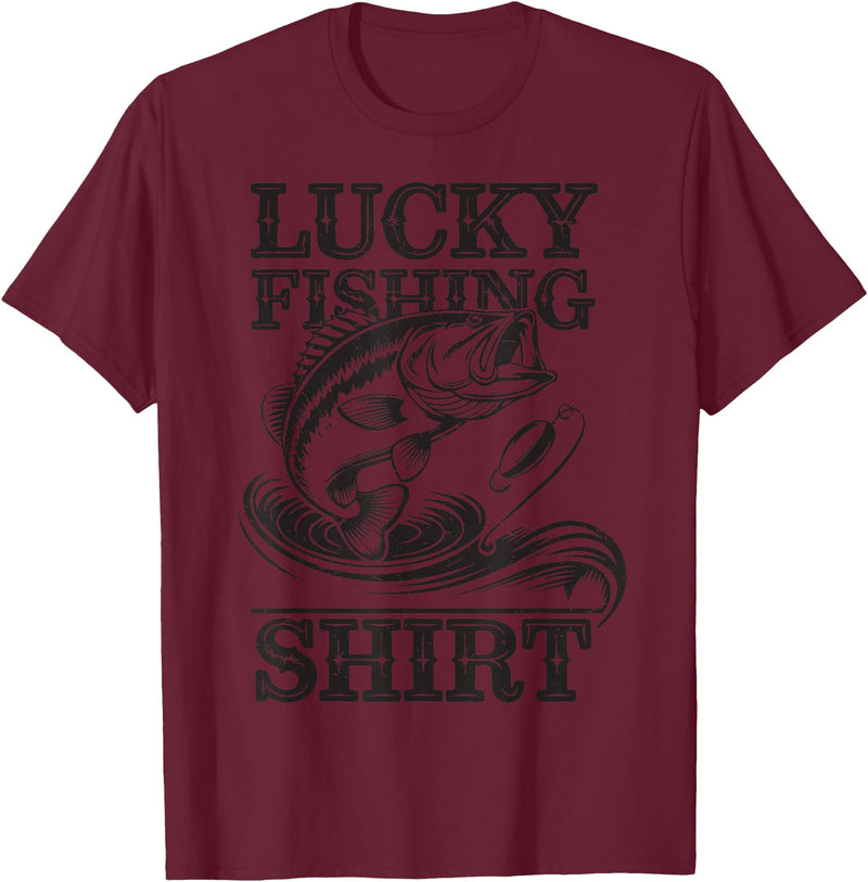 My Lucky Fishing Shirt Youth Teen Boys Bass Fish Men My Lucky Fishing Shirt Boy Youth Funny Fisherman Toddler T-Shirt - Burgundy