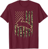 American Flag Camo Camouflage Bunny Rabbit Easter Patriotic T-Shirt in Burgundy
