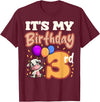 Cow Birthday 3 Party Farmyard Apparel Cow 3rd Birthday Party Balloons Moo Farm Animal Vet Barn T-Shirt - Burgundy