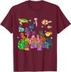 MASH MOSH Coral reef with colorful tropical Fish, Marine Life T-Shirt - Burgundy