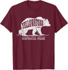 Vintage Yellowstone Retro Tees Tanks Tops Grizzly Bear Yellowstone National Park Est. 1872 T-Shirt - Burgundy