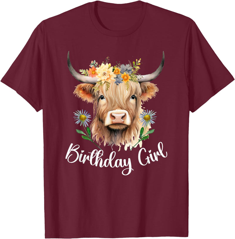 Cow Birthday Designs Matching Family Highland Cows Cow Birthday Girl Mother Girl Mama Woman Family Matching T-Shirt -