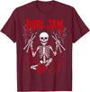 Bone Knitting Co. Purl Jam Skeleton Knitting Craft Lover Funny Design T-Shirt - Burgundy