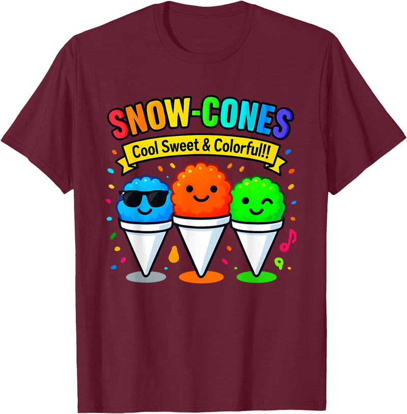 Halloween Shirts By HustlaGirl Snow Cones Cold Sweet and Colorful T-Shirt - Burgundy