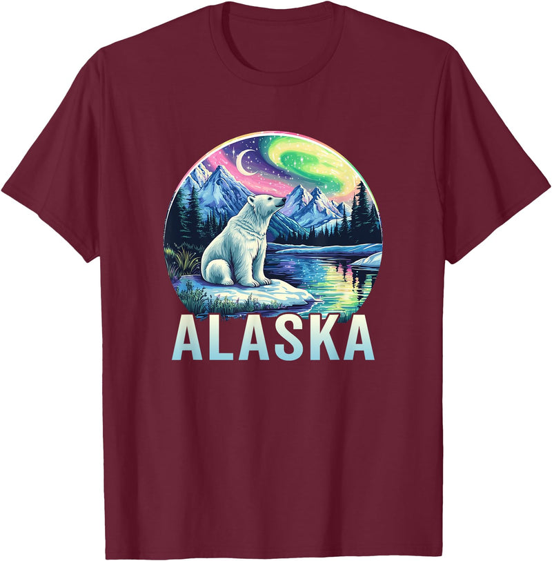 Alaska Cruise Trip Alaska Northern Lights Aurora Viewing Vacation Alaska Trip T-Shirt - Burgundy