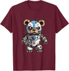 Aesthetic Teddy Bear Streetwear Designs for Men Robot Teddy Bear, Hip Hop Teddy Bear, Cyborg Teddy Bear T-Shirt - Burgundy