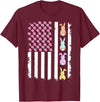 US American Flag with Bunny for Easter Day Men Women Kids T-Shirt in Burgundy