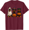 Halloween Shirt With Dogs Dog Ghost Shirt, Cute Halloween Rottweiler Ghost Dog Mom T-Shirt - Burgundy