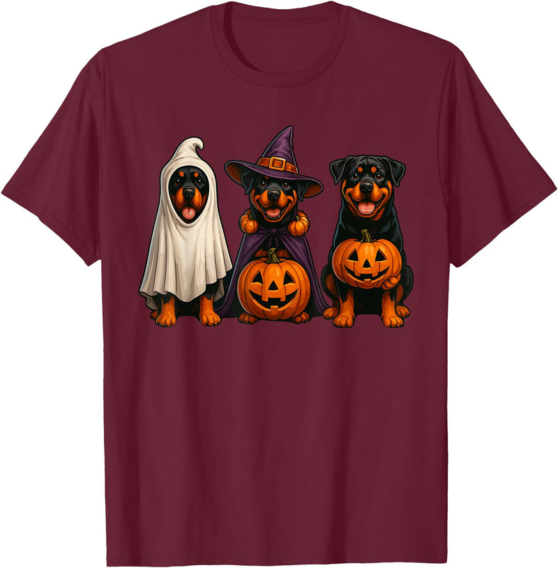 Halloween Shirt With Dogs Dog Ghost Shirt, Cute Halloween Rottweiler Ghost Dog Mom T-Shirt - Burgundy