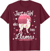Pack A Punch Just A Girl Who Loves Llamas Llama Shirt Vintage T-Shirt - Burgundy