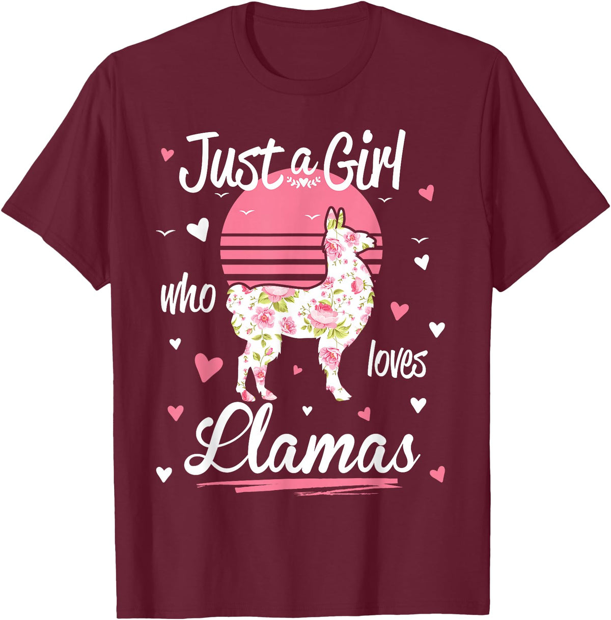 Pack A Punch Just A Girl Who Loves Llamas Llama Shirt Vintage T-Shirt - Burgundy
