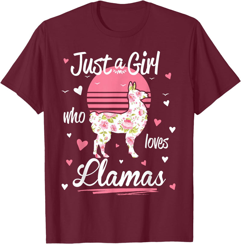 Pack A Punch Just A Girl Who Loves Llamas Llama Shirt Vintage T-Shirt - Burgundy