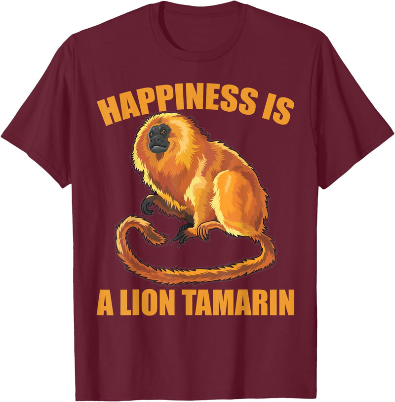 Happiness Is A Golden Lion Tamarin Tees Co. Glück ist ein Goldener Löwe Tamarin Monkeys Zoo Keeper T-Shirt - Burgundy