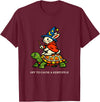 Off to Cause a Kerfuffle Bunny Rabbit Turtle T-Shirt in Burgundy