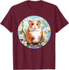 Cool Spring Flowers with Hamster for Season Lovers T-Shirt - Burgundy