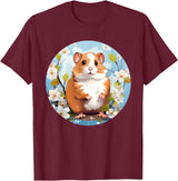 Cool Spring Flowers with Hamster for Season Lovers T-Shirt - Burgundy