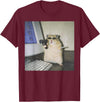 Cyber Hamster Meme Cringe Funny Animal Vintage Graphic Tee T-Shirt - Burgundy