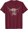 Cute Cow Meadow Designs Highland Cow T-Shirt - Burgundy