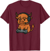 GamerAxis1 Highland Cow Gamer Gaming Retro Videogames Boys Girls Kids T-Shirt - Burgundy