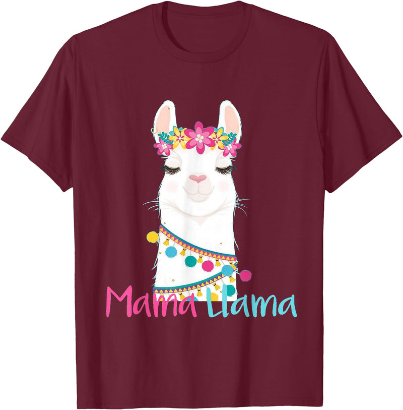 funny Mama Llama tshirt for mother's day Mama Llama Funny Mother's Day Shirt for Women Mom Love Llama T-Shirt - Burgundy