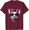 Fashionable Animals Wearing Pink Bandanas Pig Wearing A Pink Bandana Headband And Sunglasses T-Shirt - Burgundy