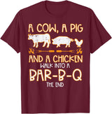 BBQ Barbecue Shirts Men Women Grilling Gifts Cow Pig Chicken Walk Bar B Q Bbq Barbecue Grilling Men Women T-Shirt - Burgundy