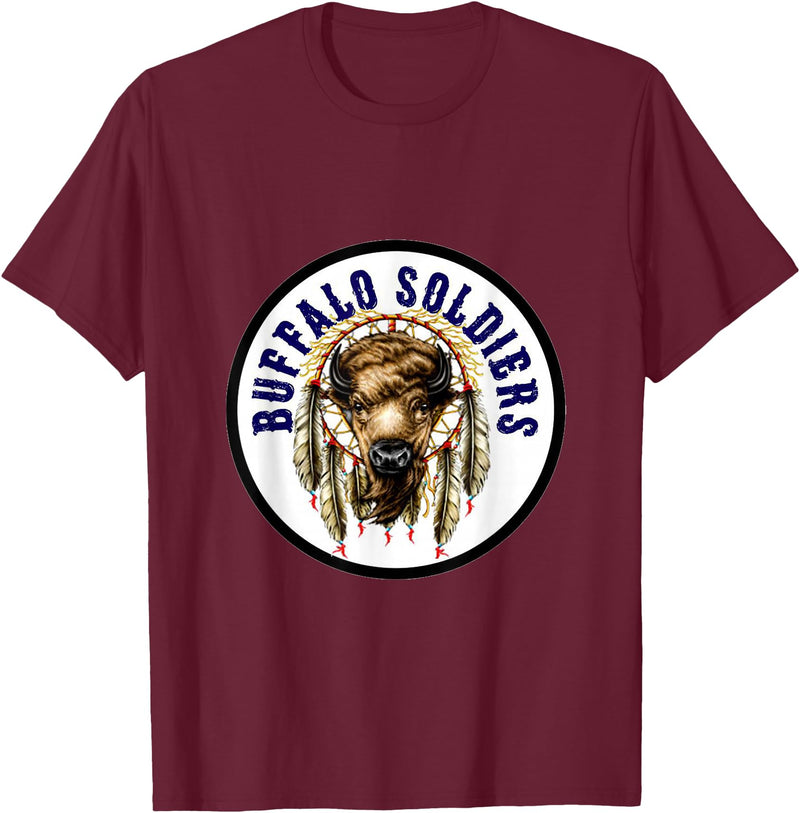 Mostly Art Stuff The Buffalo Soldiers of 1886 Dreamcatcher Art T-Shirt - Burgundy