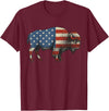 Bison American Buffalo Gifts & Apparel Stuff Bison USA American Flag Patriotic United States T-Shirt - Burgundy