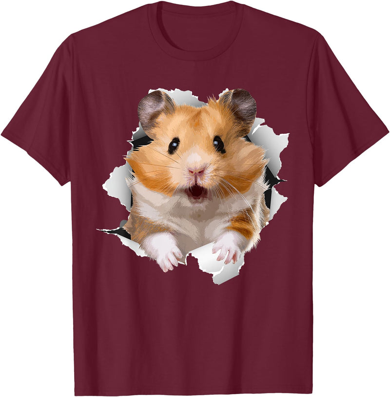 Cute Hamster Design for Men Women Kids Animal Hamster Lovers T-Shirt - Burgundy
