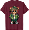 Magical and Funny Teddy Bear Gifts Hip Hop Teddy Bear Camouflage Rap Music T-Shirt - Burgundy