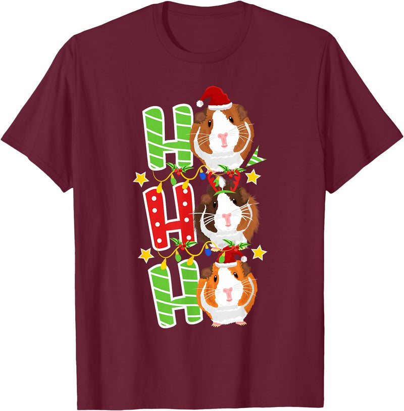 Cute Cavy Guinea Pig Clothes Accessories Piggie Santa Christmas Guinea Pig Lover Owner Stuff Piggy Cavy T-Shirt - Burgundy