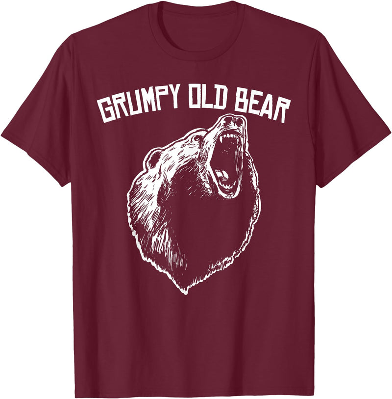 Miftees Grumpy Old Man Club Grumpy Old Bear T-Shirt - Burgundy
