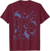 Celestial Outer Space Science Astronaut Rabbit Animal Bunny T-Shirt in Burgundy