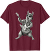 Rock Guitar Llama Stuff Accessories & Gifts Llama Playing Guitar Rock & Roll Llamas Alpaca Rocker Music T-Shirt - Burgundy