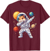 Hamster Astronaut Dabbing Funny Space Animal for Kids T-Shirt - Burgundy