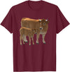 Bauernhof-Tiere von CSForest Aubrac Cow and Aubrac Calf Cattle Farm Animals T-Shirt - Burgundy
