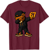 Funny Hip Hop Teddy Bear Six Seven Meme Designs Dabbing Teddy Bear 67 Meme Funny Brainrot Hip Hop Kids Boys T-Shirt - Burgundy