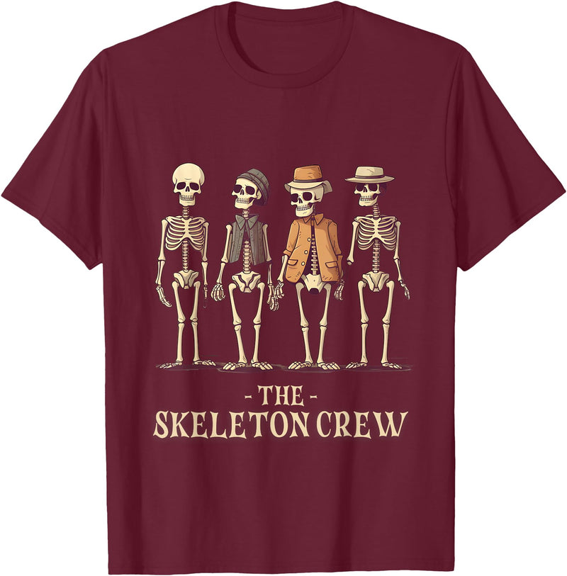 KDR Apparel Funny Men's Halloween Skeleton Crew T-Shirt - Burgundy