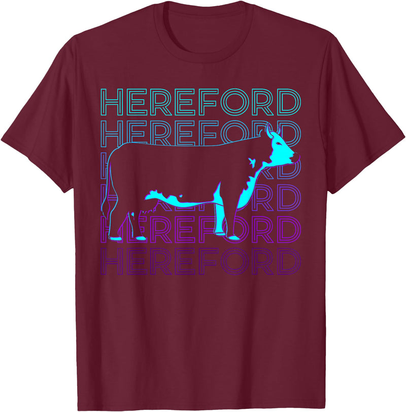Hereford Gifts Hereford Cattle Hereford Cow Farmer Retro T-Shirt - Burgundy