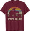 Bear Cubs Family Matching Gifts & Shirts Clothing Funny Papa Bear Shirts, Cub 2 Kids Fathers Day Grandpa T-Shirt - Burgundy