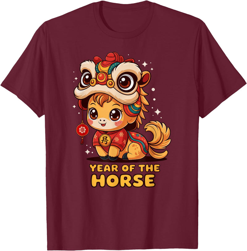 Chinese New Year of The Horse 2026 Lunar t -shir t Chinese New Year of The Horse 2026 Lunar New Year T-Shirt - Burgundy