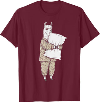 Sleeping & Napping Funny Designs For Nap Lovers Funny Sleepy Llama Alpaca Pajama Women Kids Boys And Girls T-Shirt - Burgundy